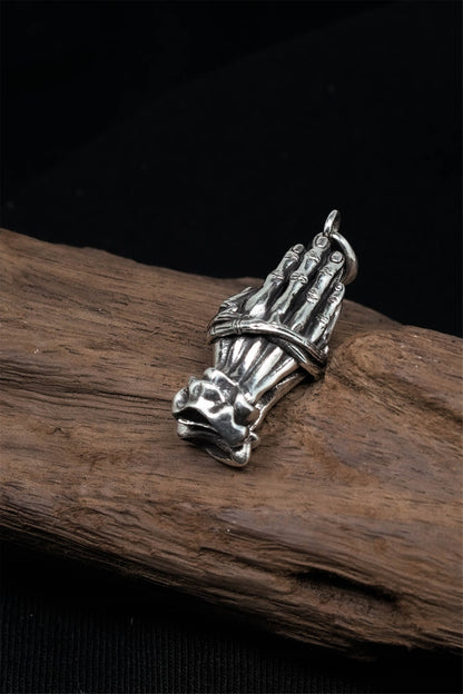 Praying Hands Antique 925 Silver Pendant
