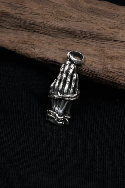 Praying Hands Antique 925 Silver Pendant