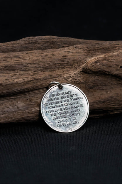 Retro 925 Sterling Silver Round Prayer Hand Pendant