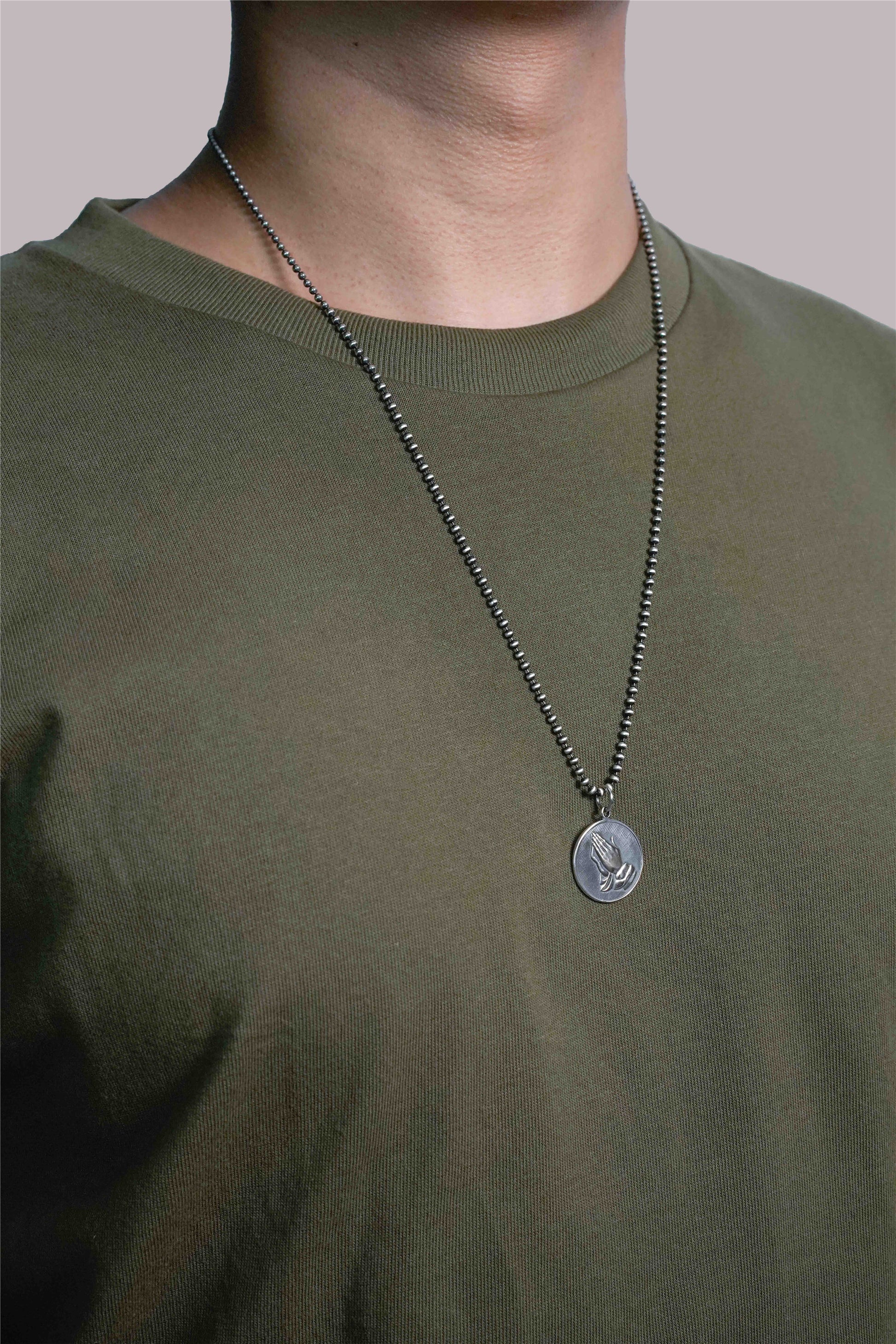 Prayer Hand Pendant Retro 925 Sterling Silver