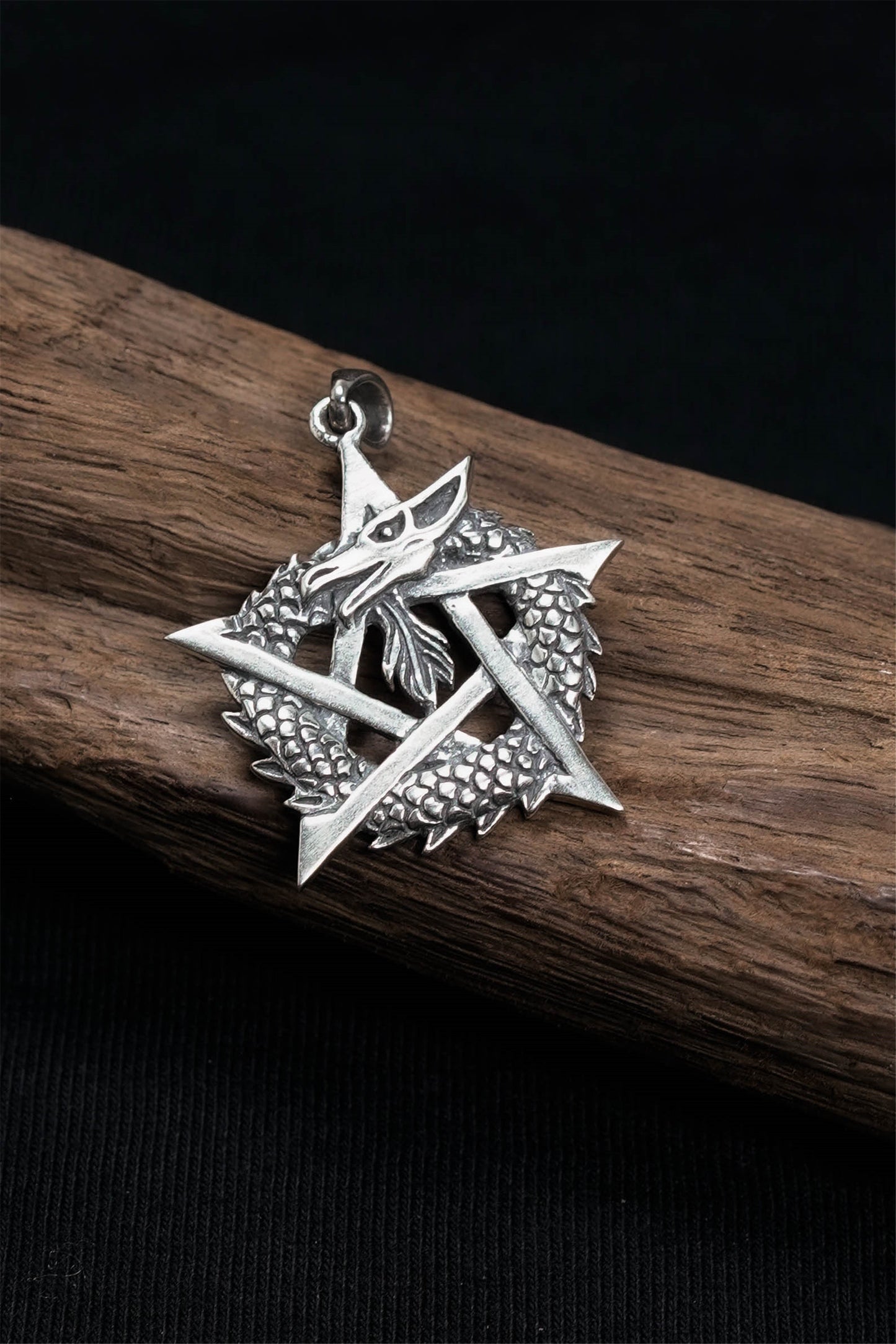 Retro 925 Sterling Silver Dragon Pendant