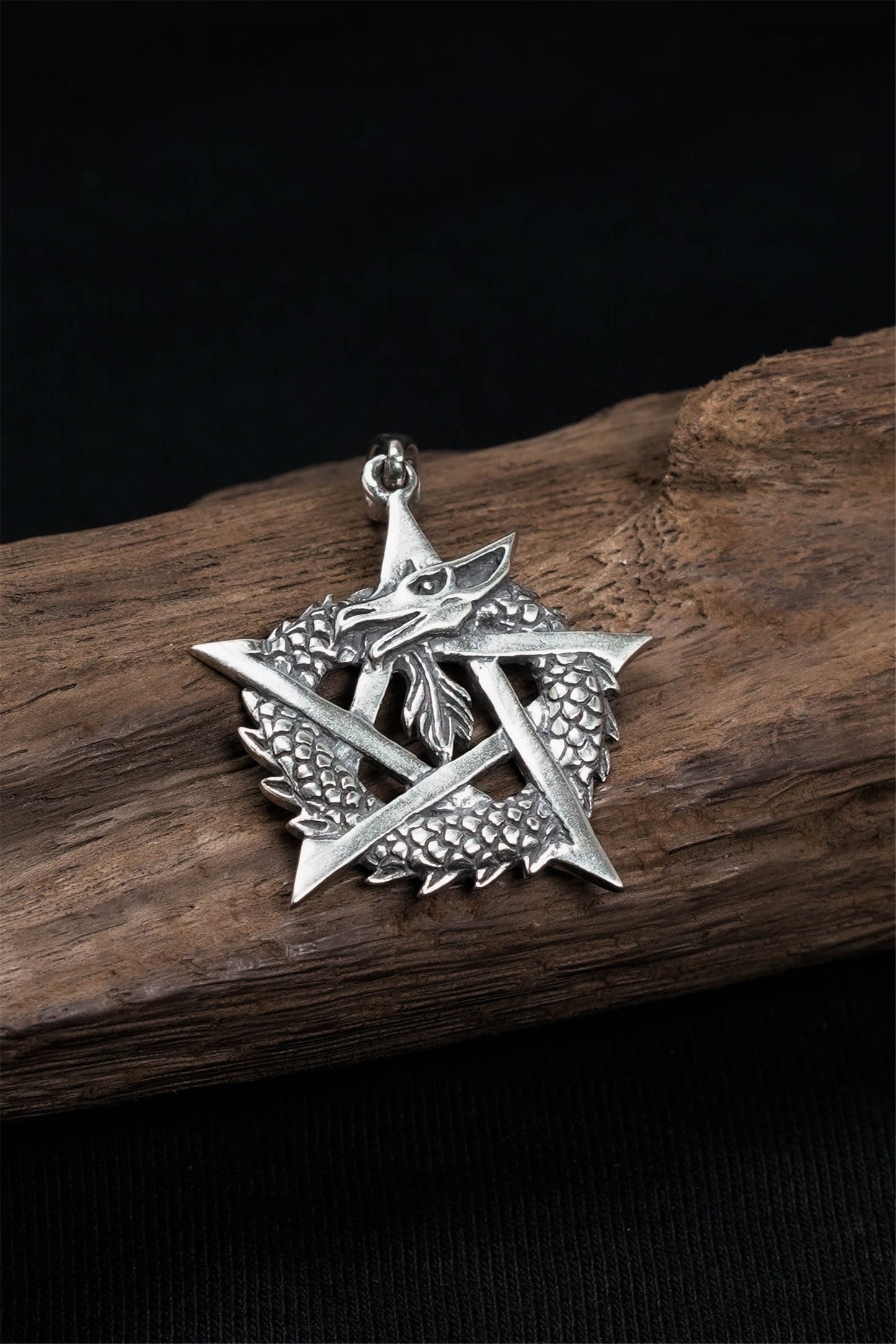 Retro 925 Sterling Silver Dragon Pendant