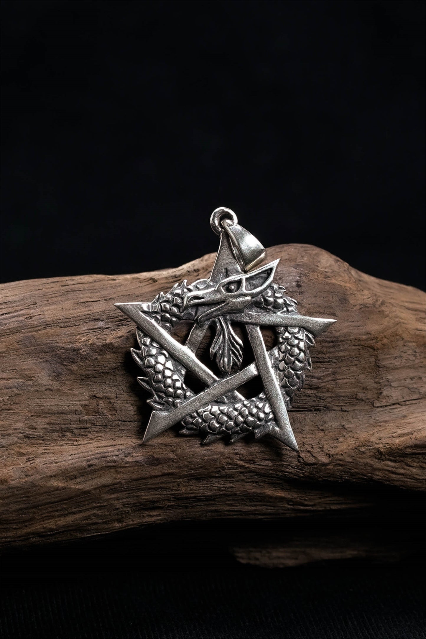 Retro 925 Sterling Silver Dragon Pendant