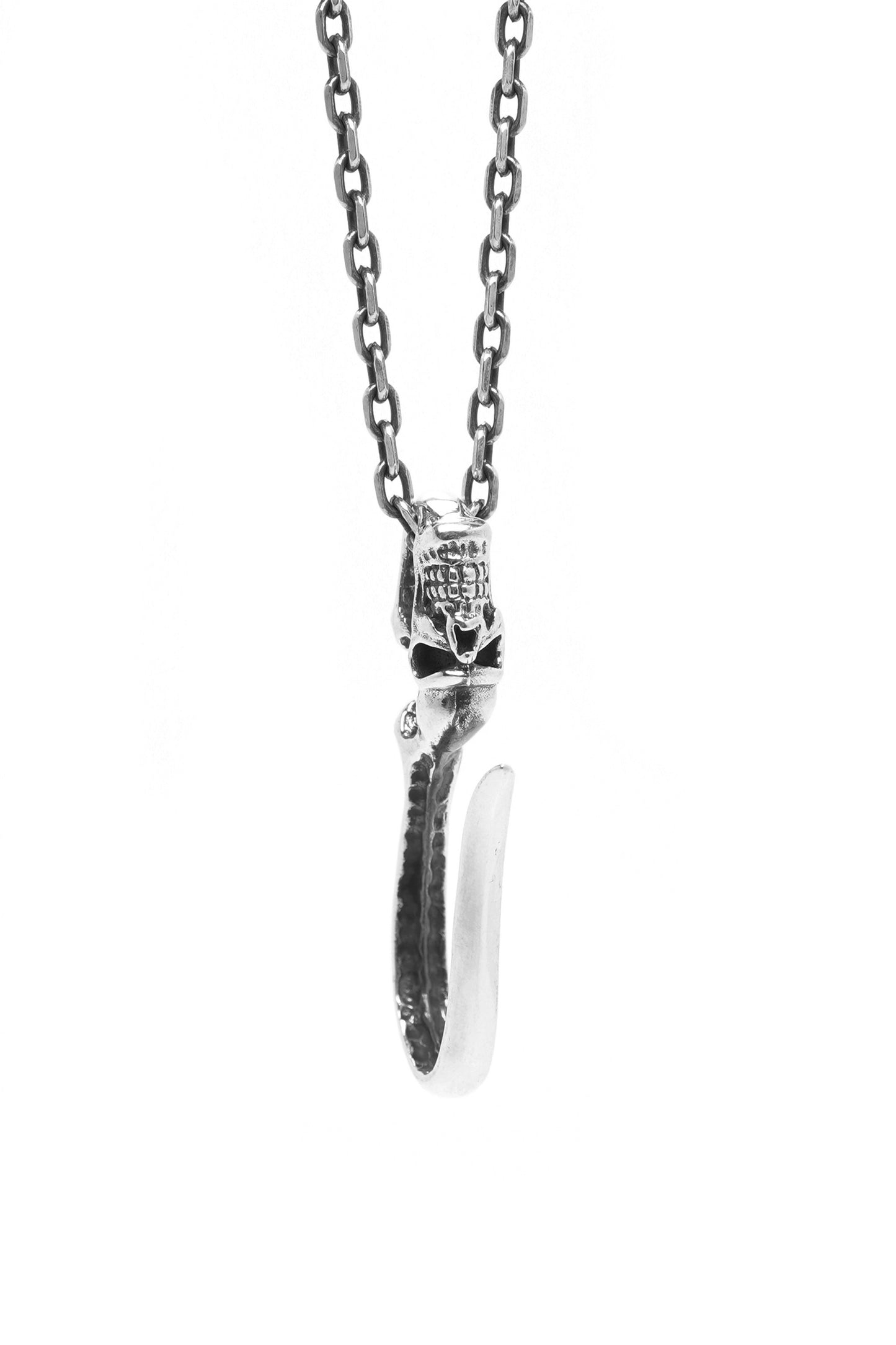 Skeleton Skull Vintage Hook 925 Sterling Silver Pendant