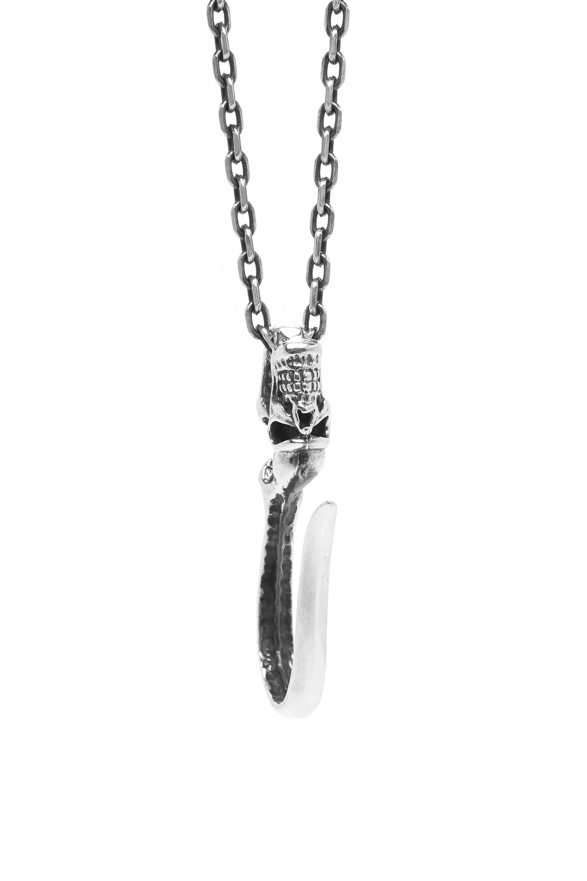 Skeleton Skull Vintage Hook 925 Sterling Silver Pendant