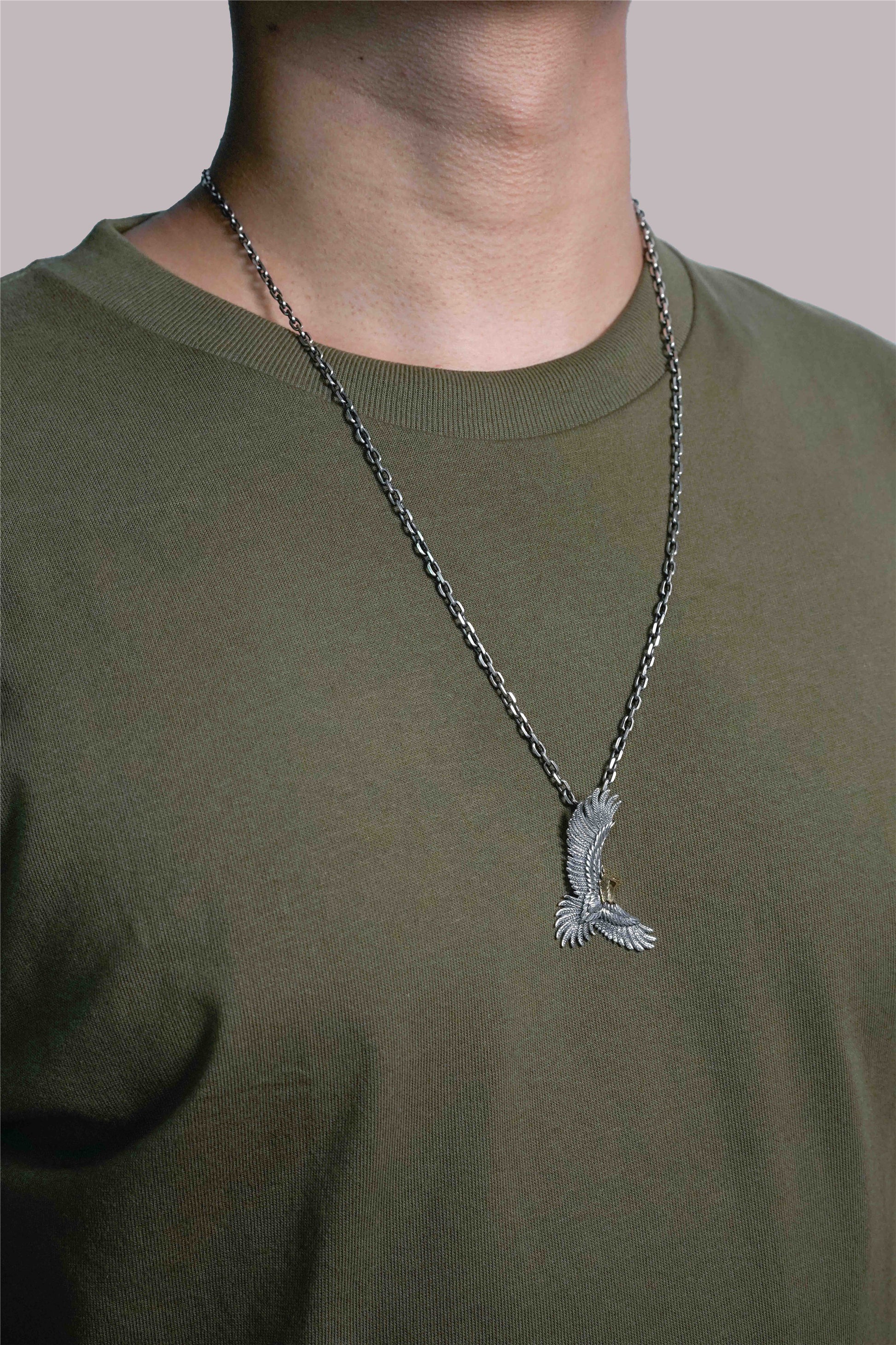 925 Silver and Brass Eagle Pendant