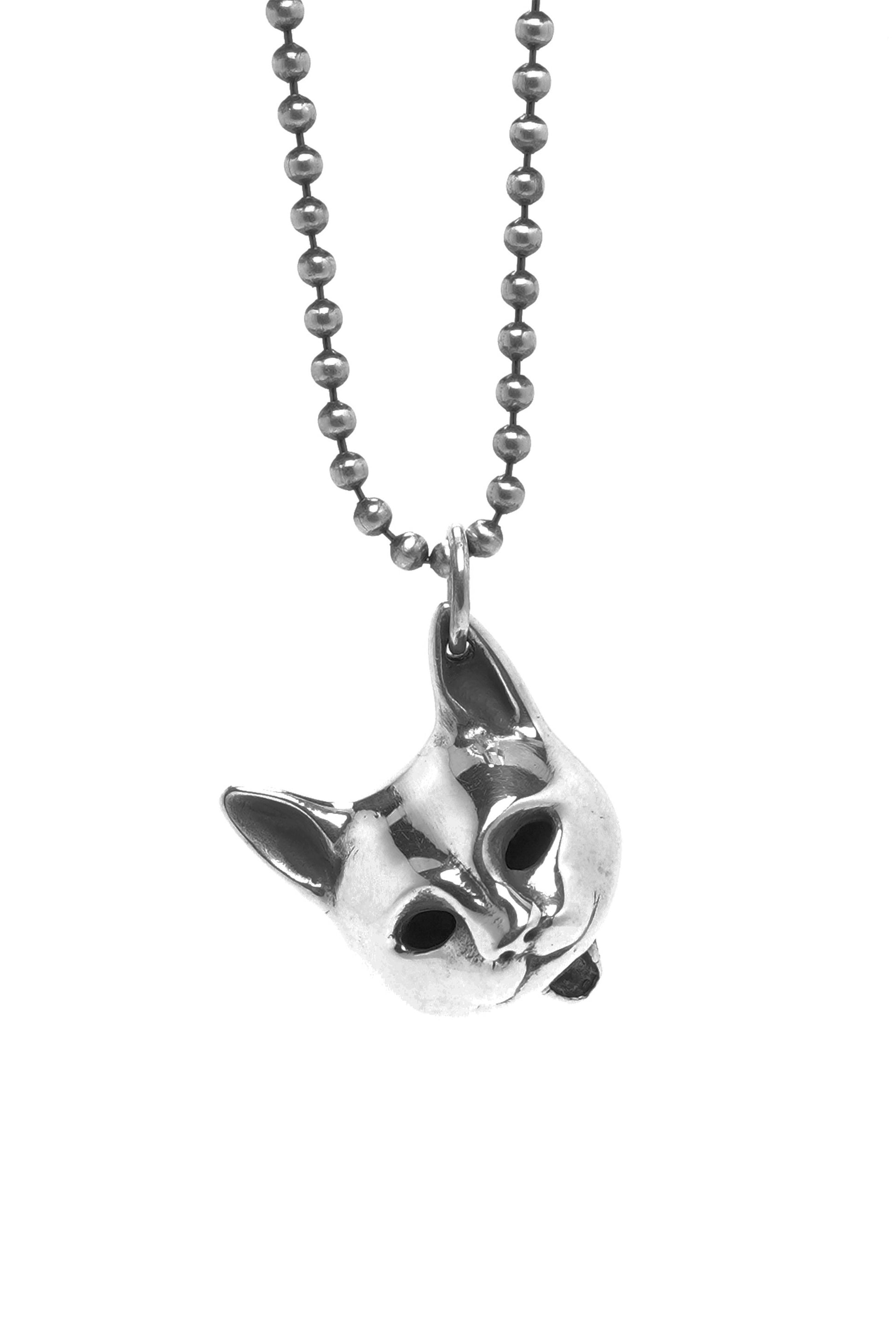 925 Sterling Silver Cat Head Pendant