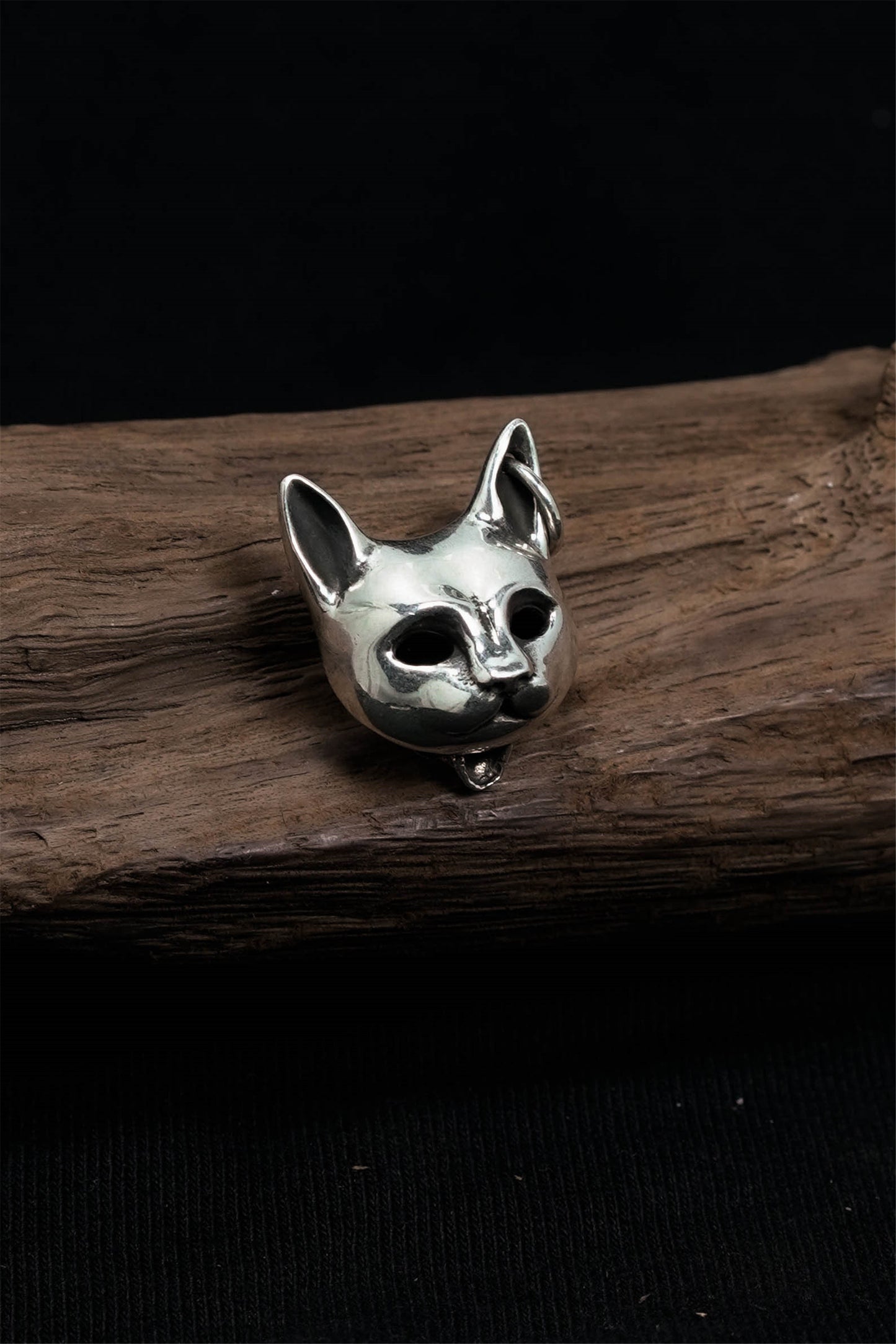 925 Sterling Silver Cat Head Pendant