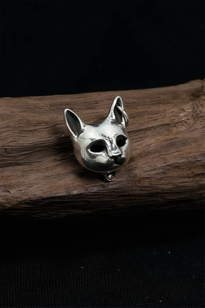 925 Sterling Silver Cat Head Pendant