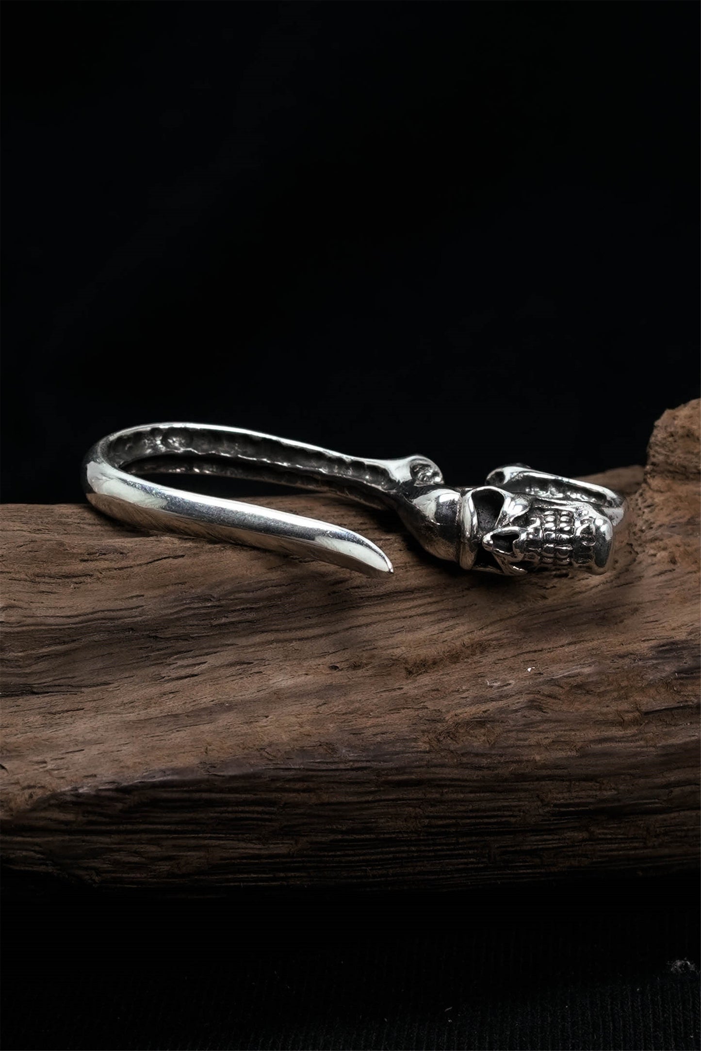 Skeleton Skull Vintage Hook 925 Sterling Silver Pendant