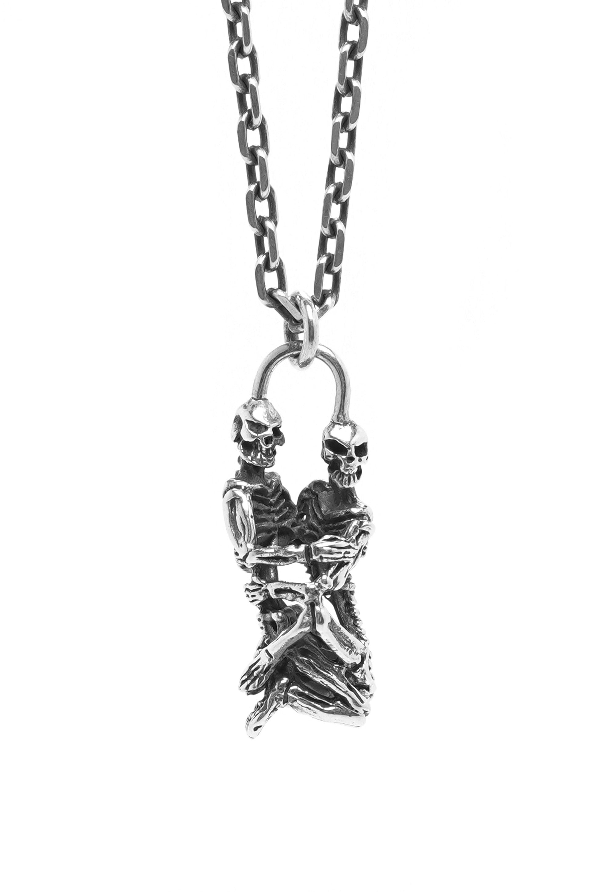 Retro Double Skulls 925 Sterling Silver Pendant