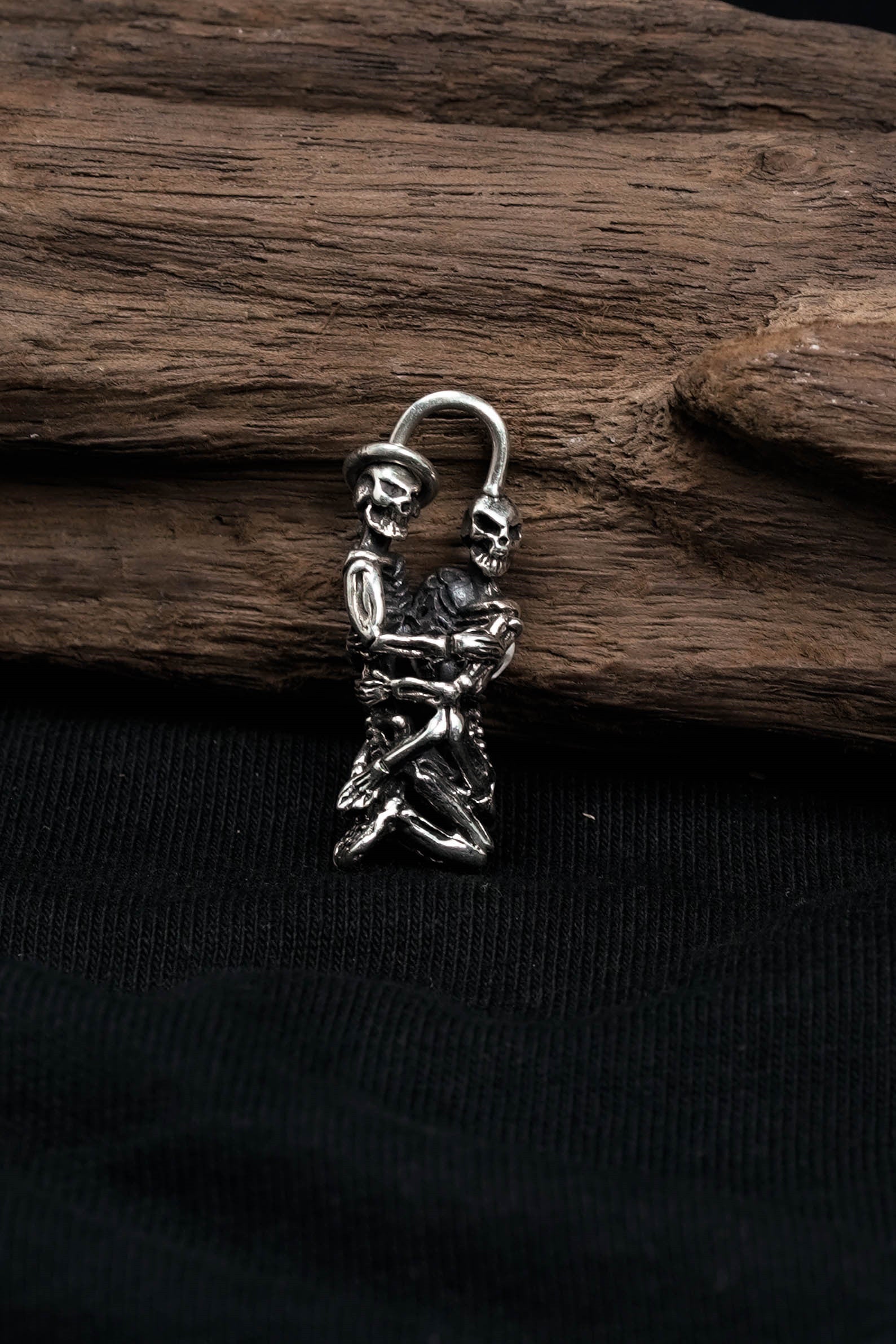 Retro Double Skulls 925 Sterling Silver Pendant