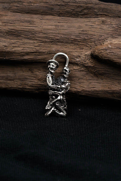 Retro Double Skulls 925 Sterling Silver Pendant