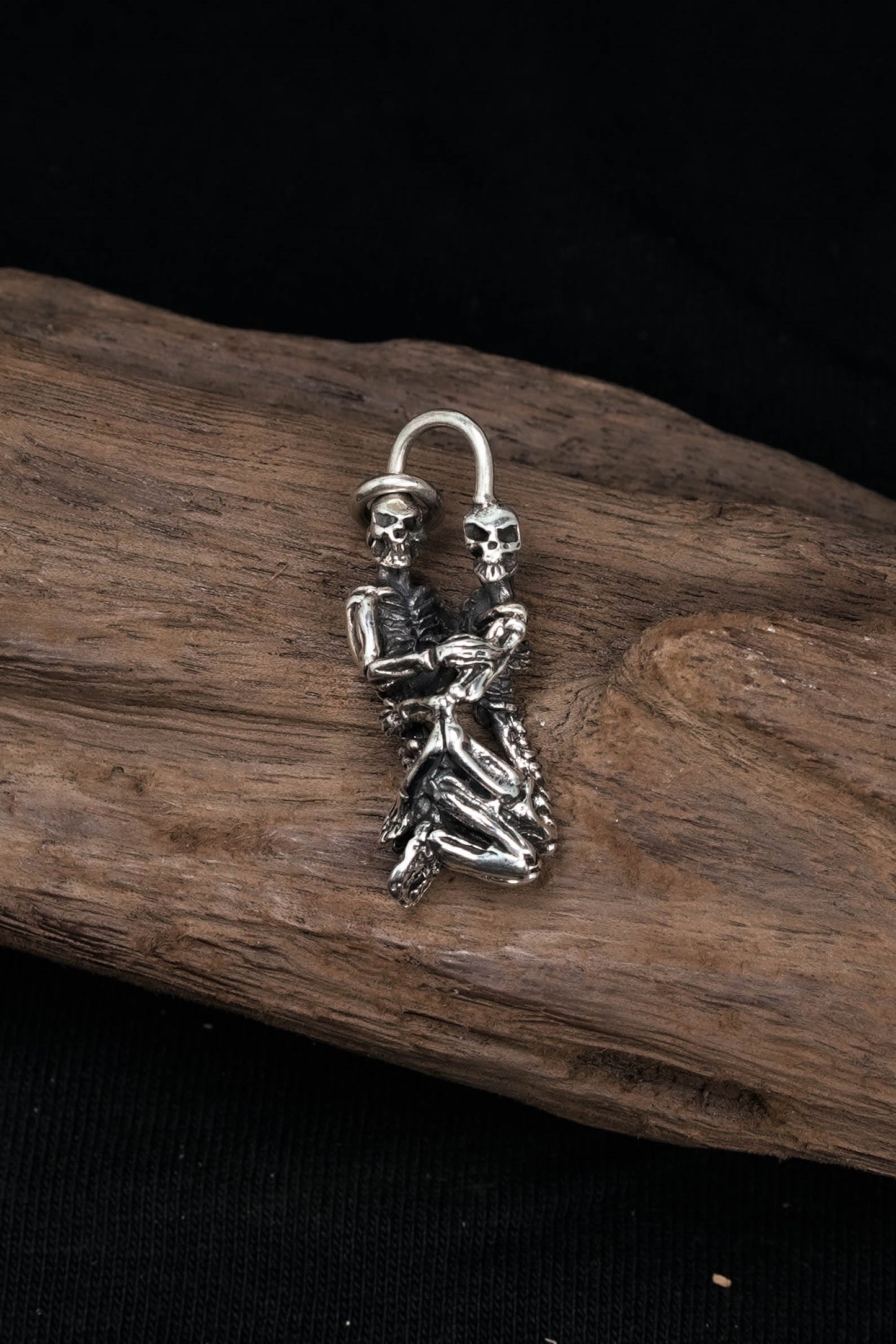 Retro Double Skulls 925 Sterling Silver Pendant