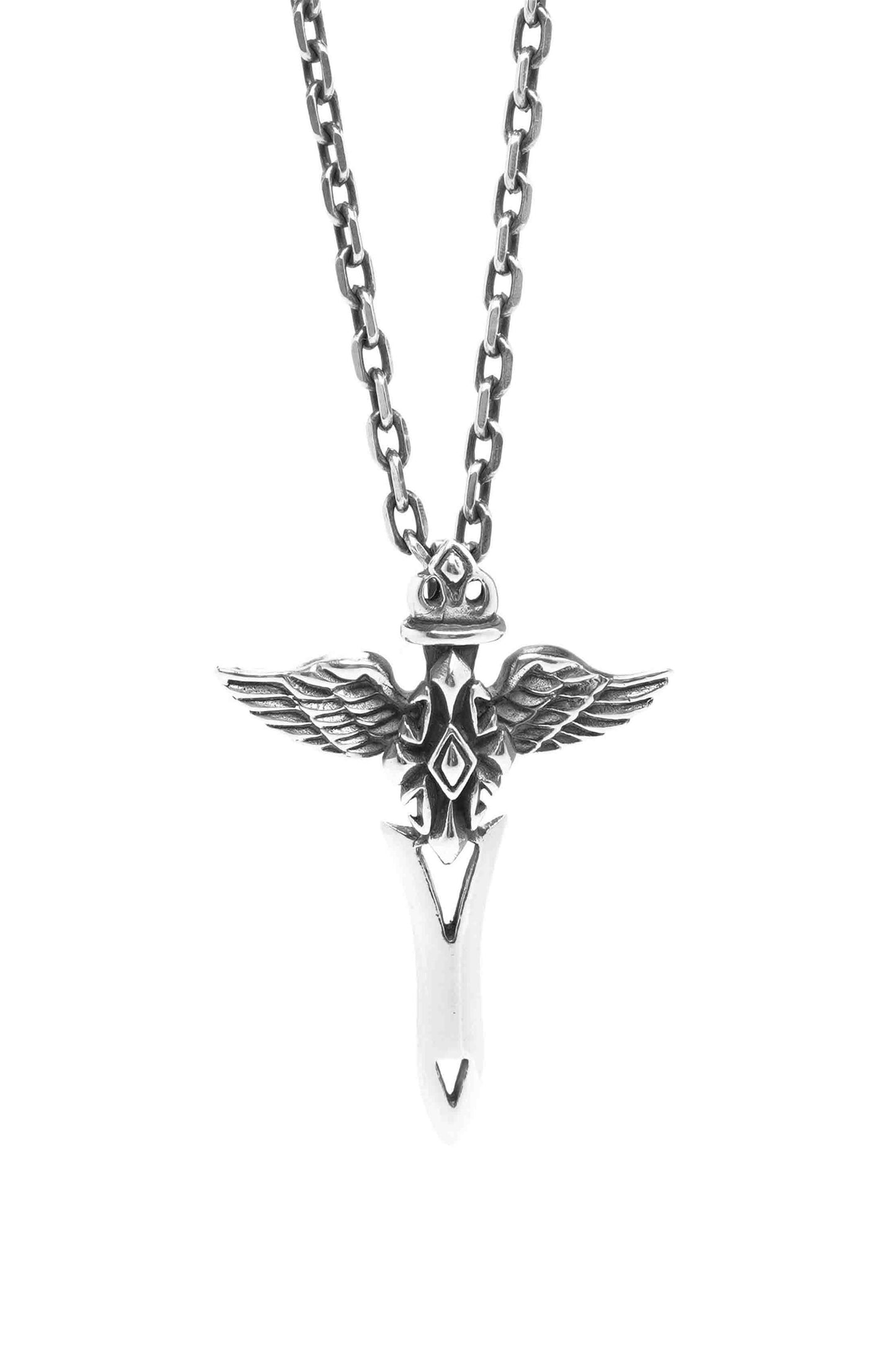 Retro Silver Cross Wings Pendant
