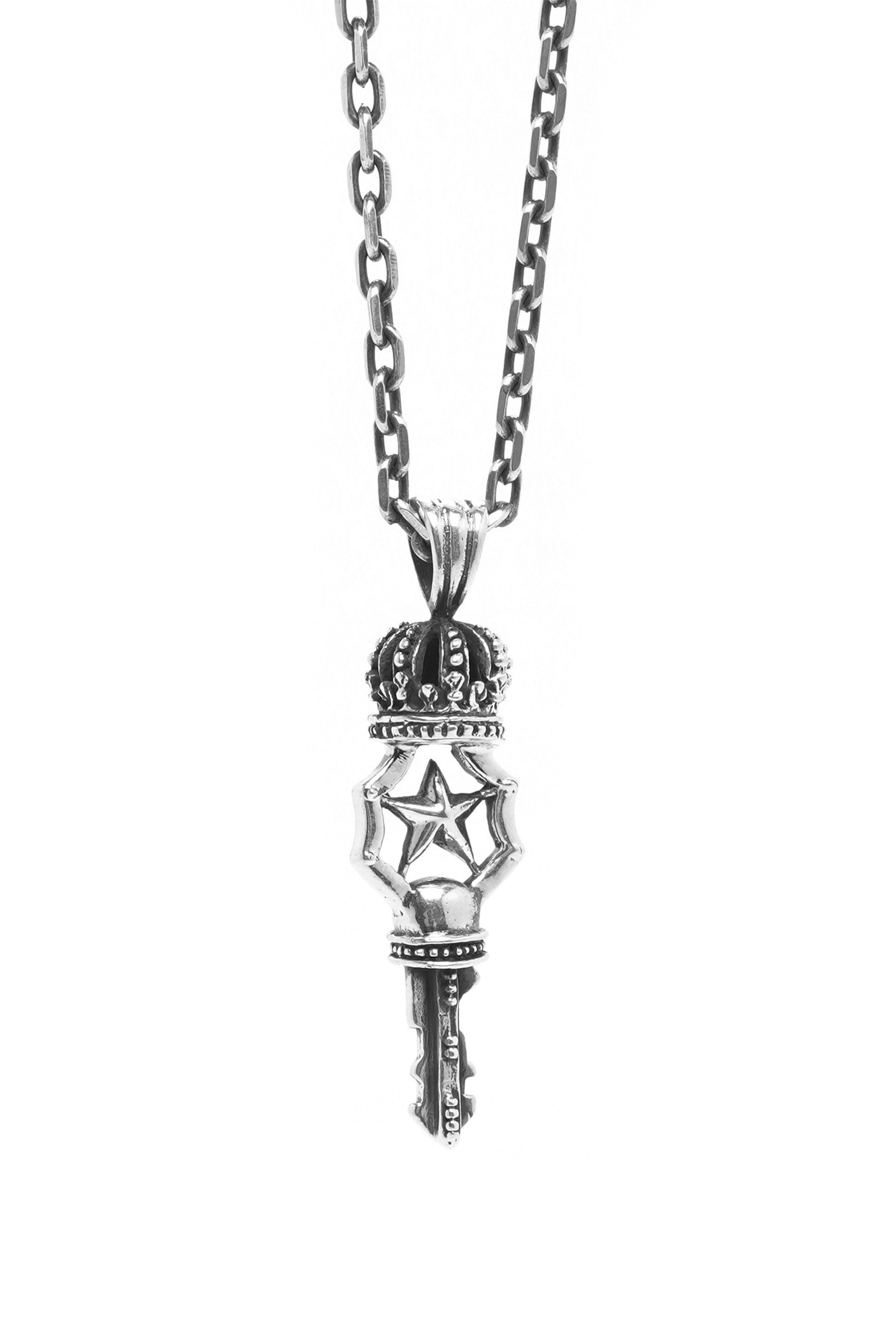 Retro Silver Crown Key Pendant