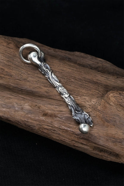 Retro Silver Animal Bone Pendant