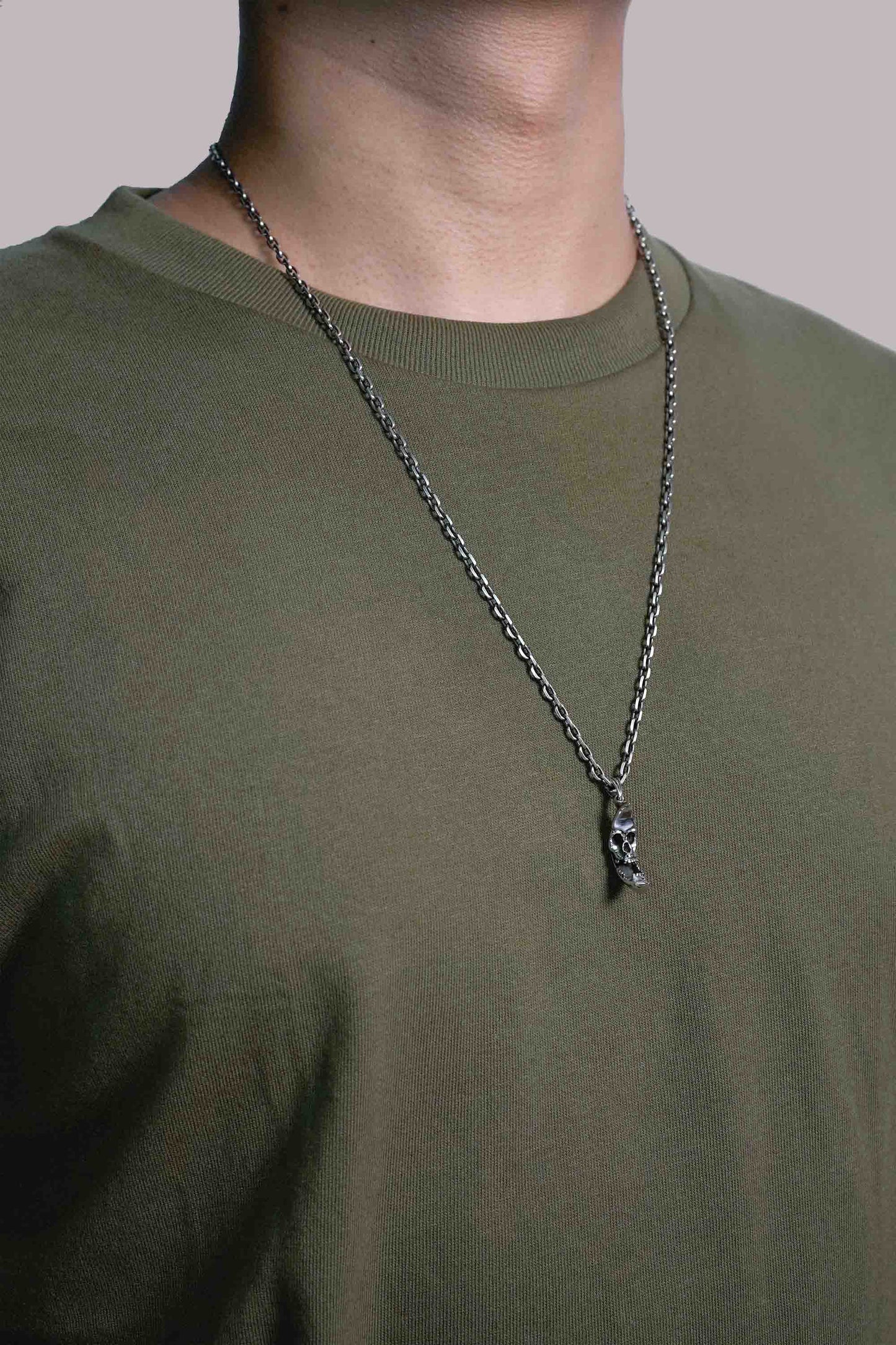 Retro Skull 925 Sterling Silver Moon Pendant