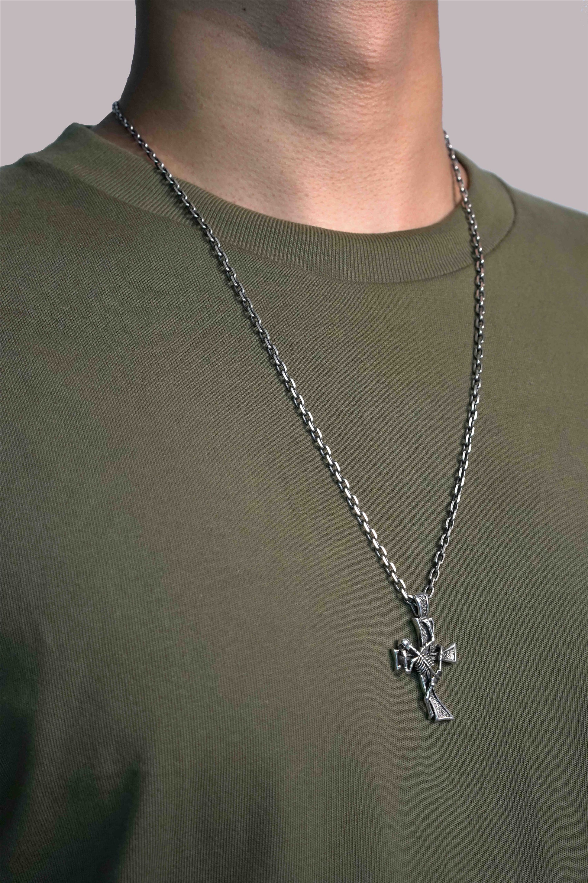 Retro Cross Skeleton Skull Pendant