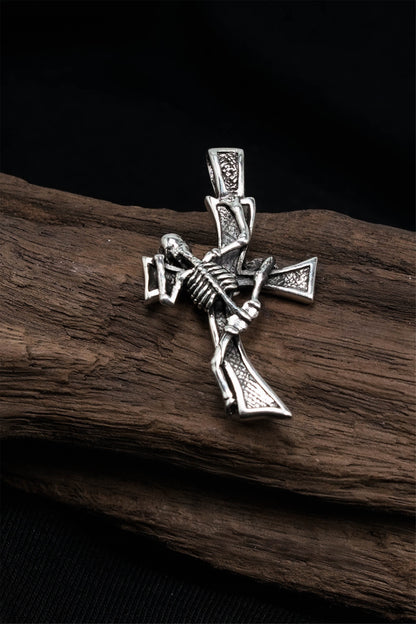 Retro Cross Skeleton Skull Pendant