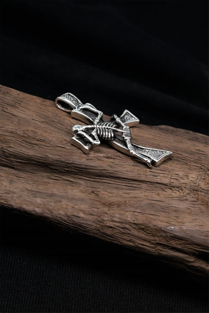 Retro Cross Skeleton Skull Pendant
