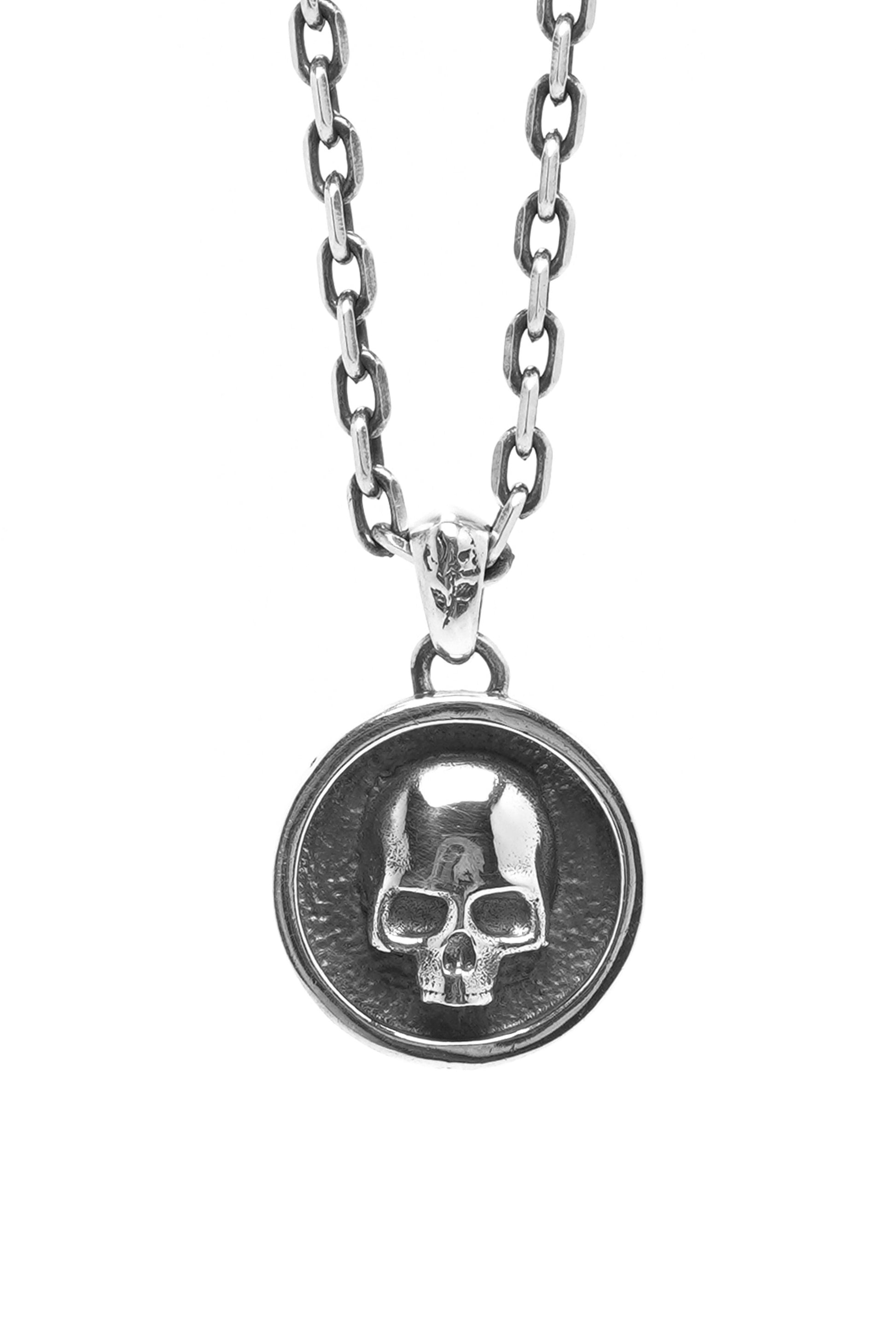 Retro Skull 925 Sterling Silver Coin Pendant