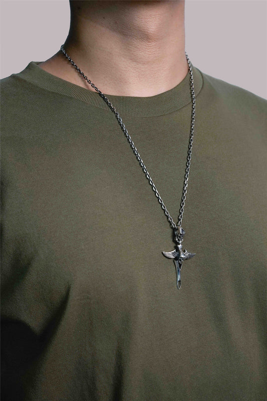 Retro Sterling Silver Cross Skull Pendant