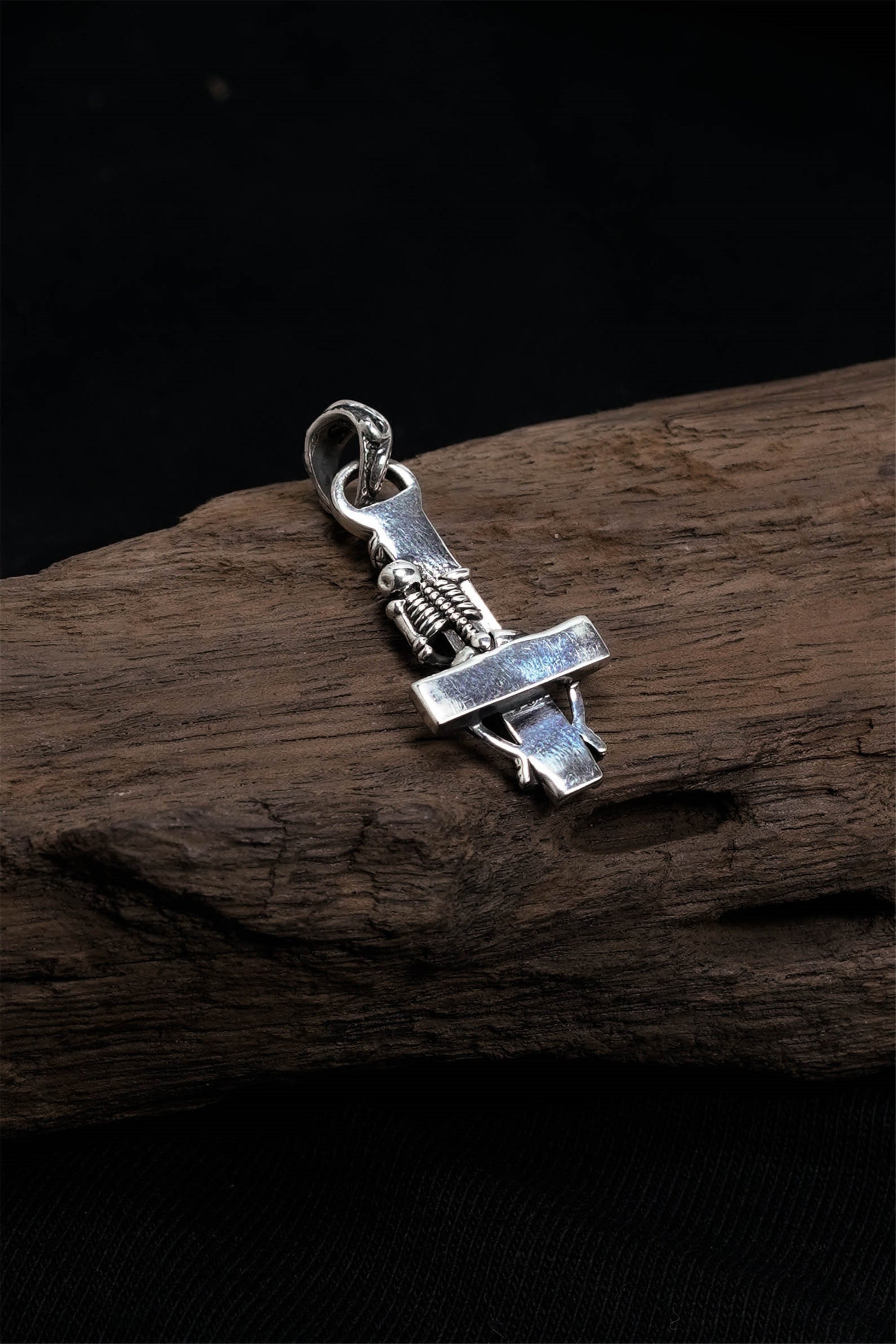 Sterling Silver Cross Skull Retro Pendant