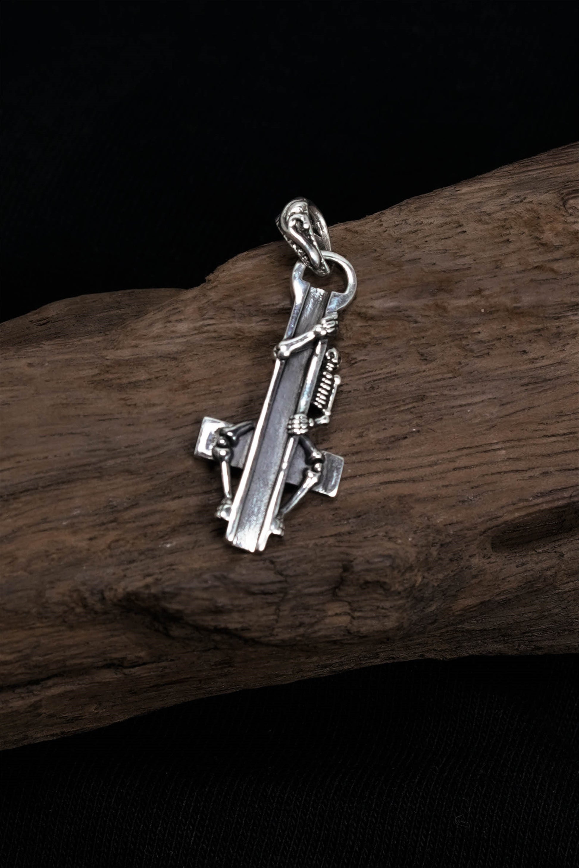 Sterling Silver Cross Skull Retro Pendant