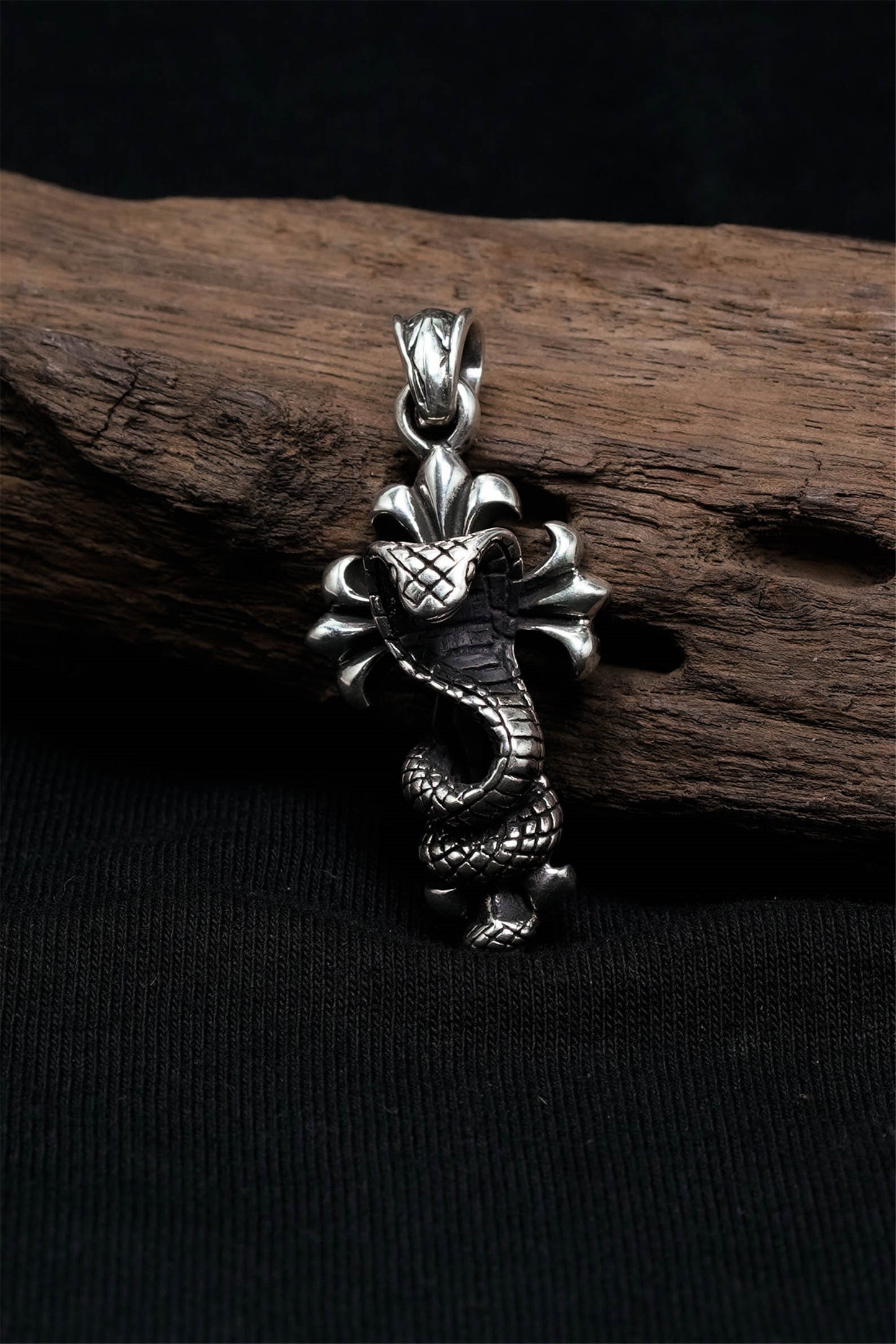 Snake Cross Pendant Retro 925 Sterling Silver