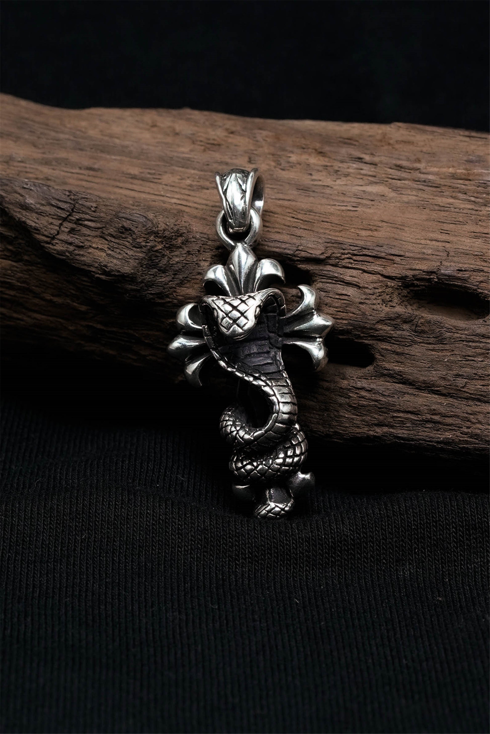 Snake Cross Pendant Retro 925 Sterling Silver