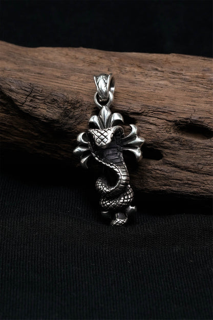 Snake Cross Pendant Retro 925 Sterling Silver