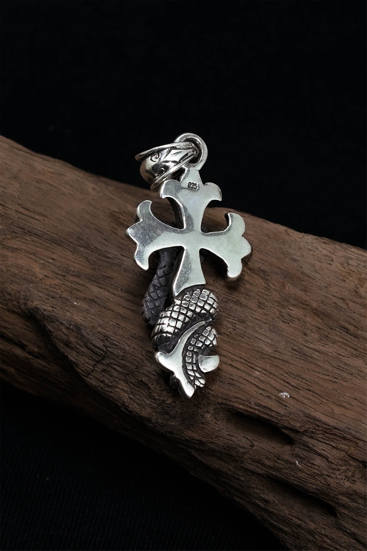 Snake Cross Pendant Retro 925 Sterling Silver