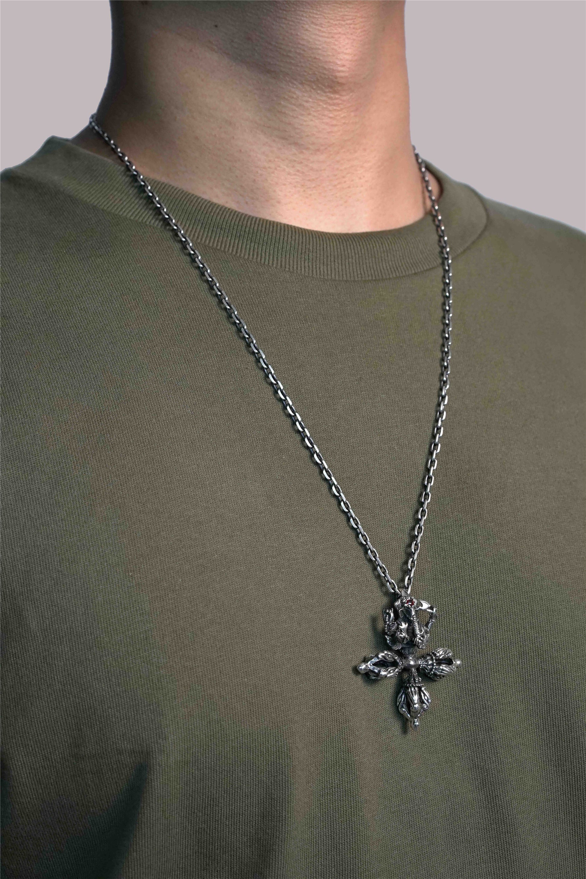 Elephant Trunk Instrument Pendant Retro 925 Sterling Silver