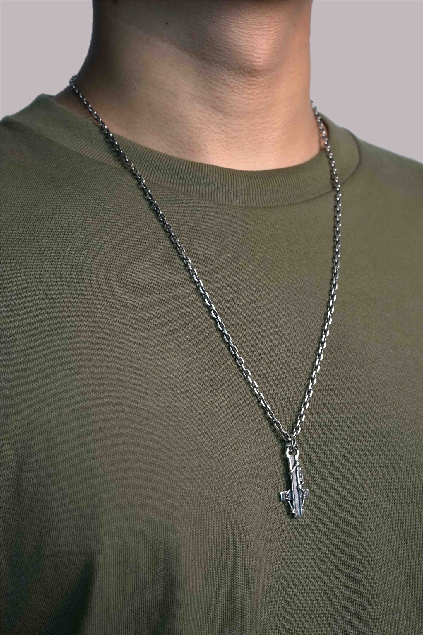 Sterling Silver Cross Skull Retro Pendant