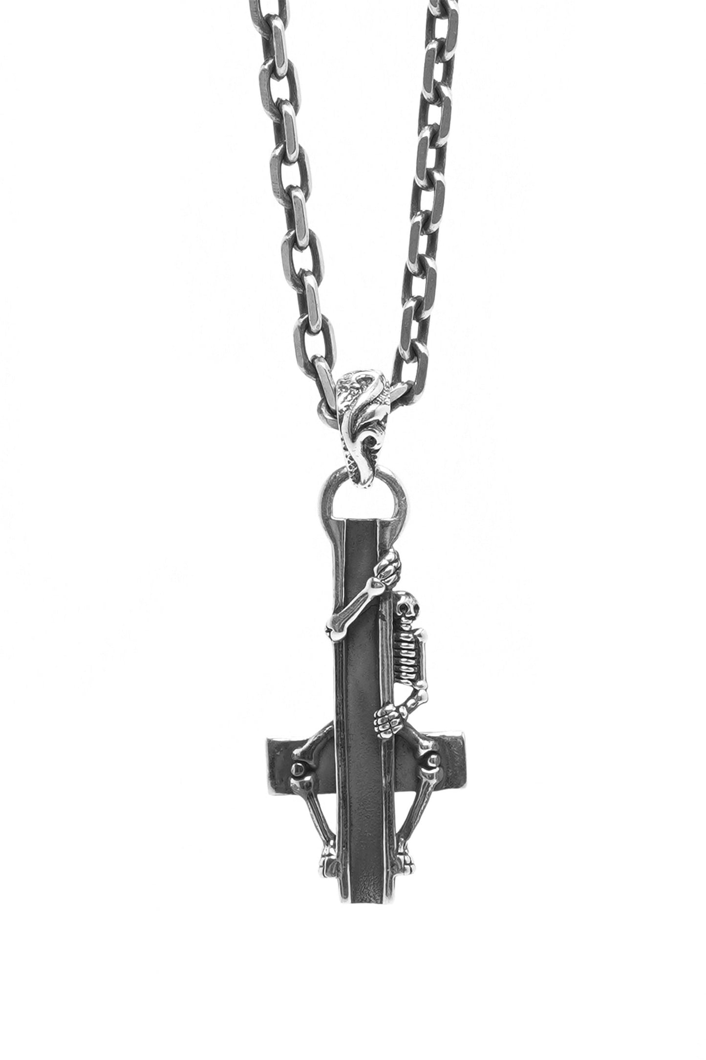 Sterling Silver Cross Skull Retro Pendant