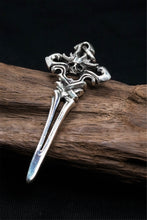Load image into Gallery viewer, Vintage Skull Sword 925 Sterling Silver Pendant
