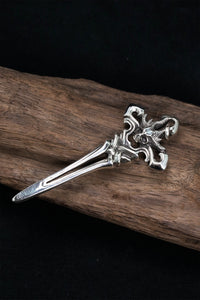 Vintage Skull Sword 925 Sterling Silver Pendant