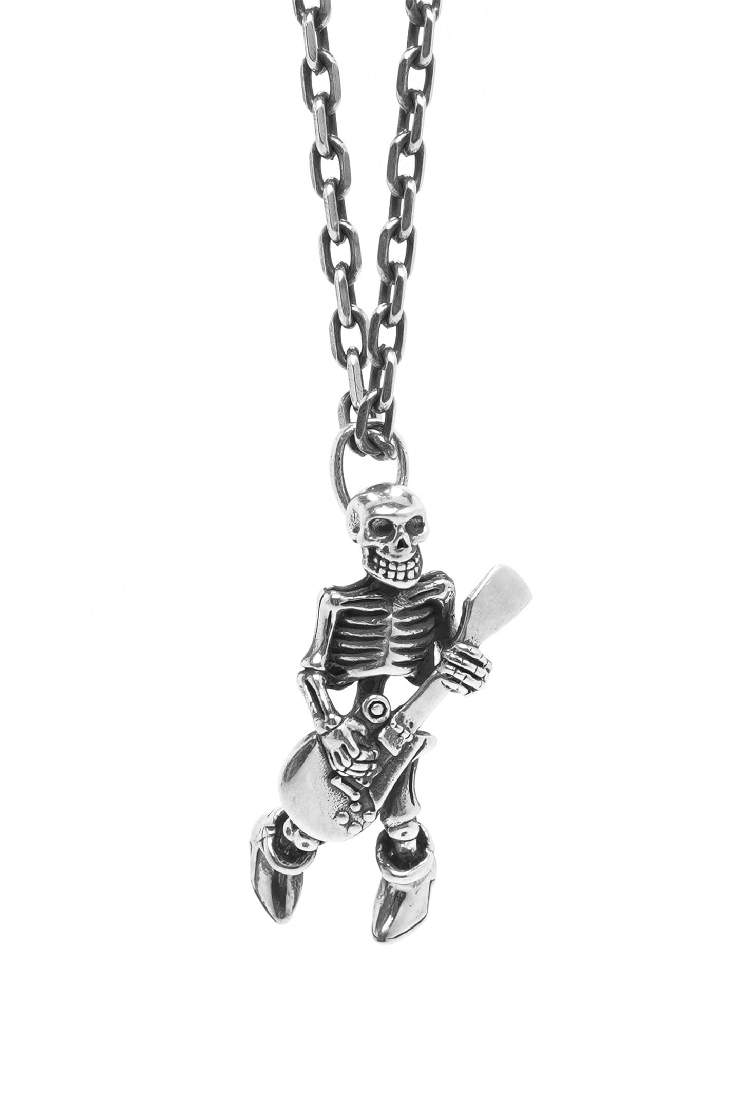 Rock Guitarist Skull Pendant Retro 925 Sterling Silver