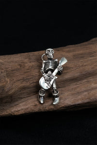 Rock Guitarist Skull Pendant Retro 925 Sterling Silver