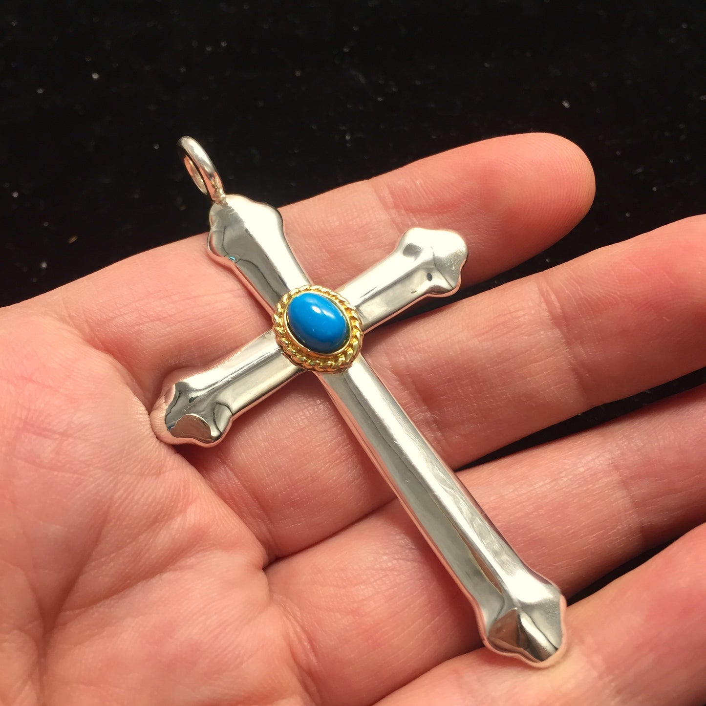 Japan Takahashi Goro Turquoise Cross 925 Silver Pendant