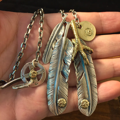 Eagle Claw Feather Necklace Set Retro Takahashi Goro 925 Sterling Silver