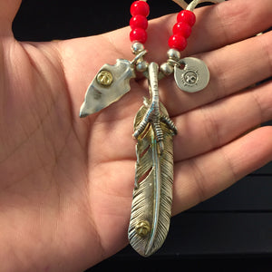 Retro Takahashi Goro Eagle Claw Feather Necklace Set