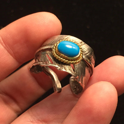 Turquoise Feather 925 Sterling Silver Ring