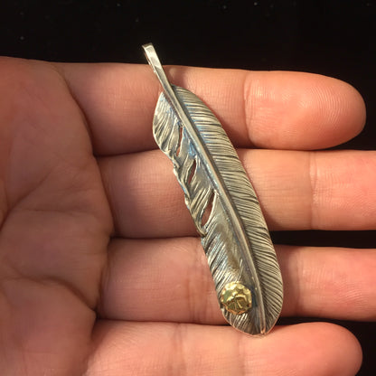 Right Feather Simple Leaf Retro 925 Silver Goro Takahashi Pendant