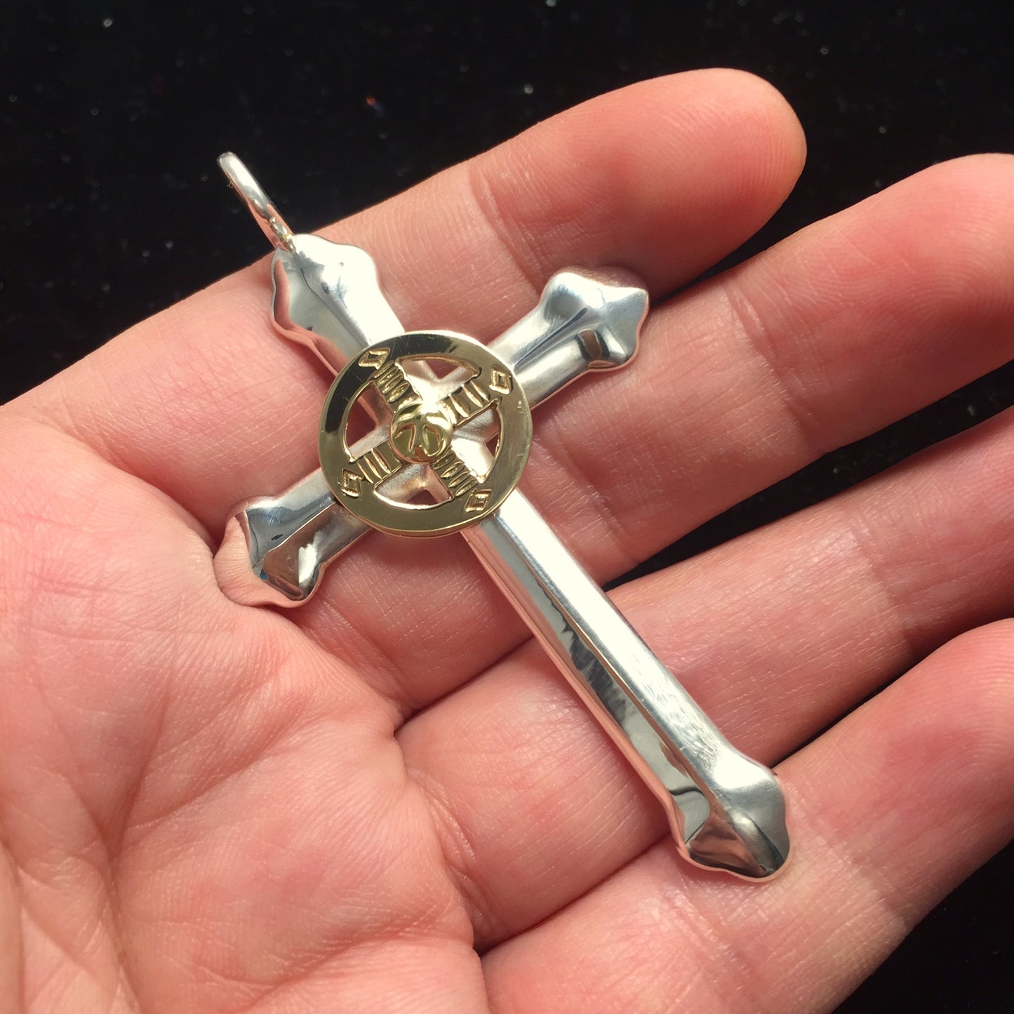 Cross Brass Small Eagle Wheel Goro 925 Silver Pendant