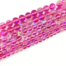Load image into Gallery viewer, Hot Pink AB Crystal  Quartz Round Gemstone Loose Bead  for DIY Jewelry MakingAAA Quality 16inch
