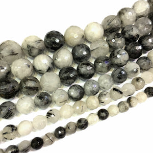 Natural Black Rutilated Quartz Round beads Healing Energy Gemstone Loose Beads for DIY Jewelry MakingAAA Quality 8mm 10mm