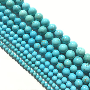 Natural Blue Pattern Turquoise Round Gemstone Loose  Bead  for DIY Jewelry MakingAAA Quality 16inch