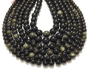 Natural Black Obsidian Beads Healing Gemstone Loose Beads for DIY Jewelry MakingAAA Quality 4mm 6mm 8mm 10mm 12mm